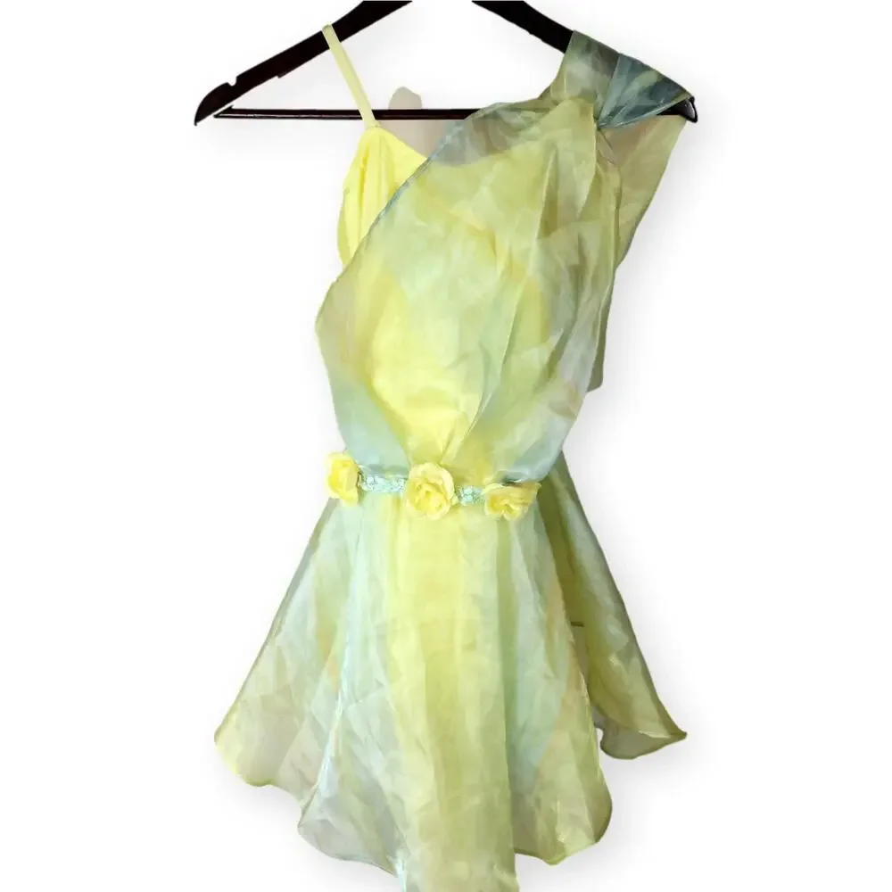 Revolution Dancewear Yellow Shimmer Solo/ Recital Dance Costume CL